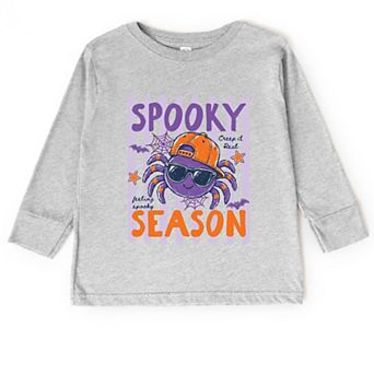 Spooky Season Spider Stripes - Toddler Long Sleeve Graphic Tee