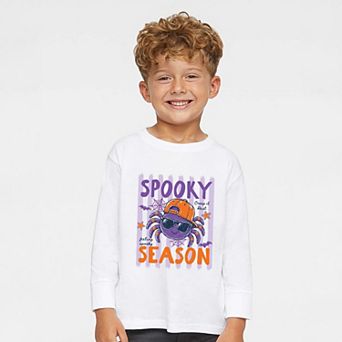 Spooky Season Spider Stripes - Toddler Long Sleeve Graphic Tee