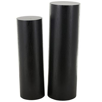 Stella & Eve 2 pc Bohemian Wood Pedestal Side Table Set
