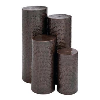 Stella & Eve 4 pc Hammered Metal Pillar Pedestal Side Table Set