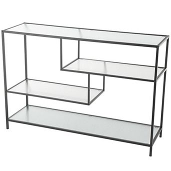 Stella & Eve Contemporary Metal 4-Shelf Console Table with Clear Glass Shelves