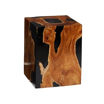 Stella & Eve Contemporary Teak Wood Block Accent Table