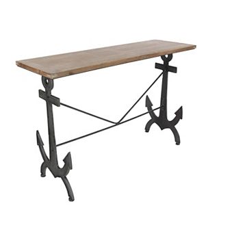 Stella & Eve Coastal Metal Anchor Legs Console Table with Brown Wood Top