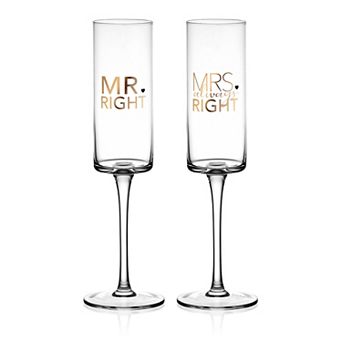 Mikasa "Mr. Right & Mrs. Always Right" Set of 2 Champagne Flutes, 8 Oz