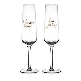 Mikasa "You're Mine & I'm Yours" Set of 2 Champagne Flutes, 8 Oz.