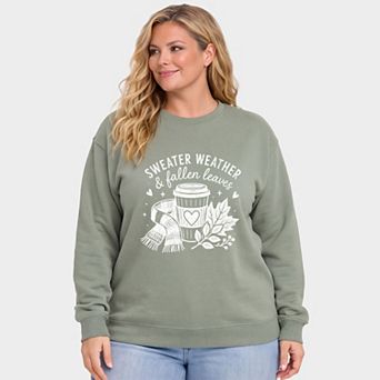 Sweater Weather and Fallen Leaves - Women's Plus Sized Graphic Sweatshirt