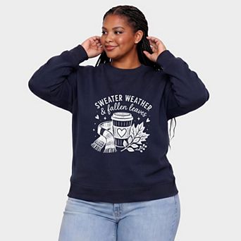 Sweater Weather and Fallen Leaves - Women's Plus Sized Graphic Sweatshirt