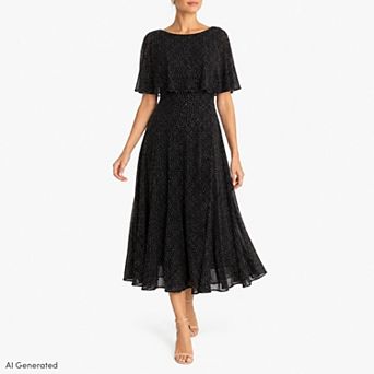 Women's Maison Tara Heat-Seal Stones Knit Capelet Dress