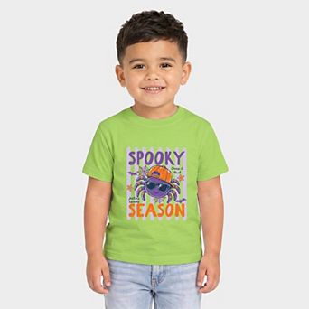 Spooky Season Spider Stripes - Toddler Short Sleeve Graphic T-Shirt