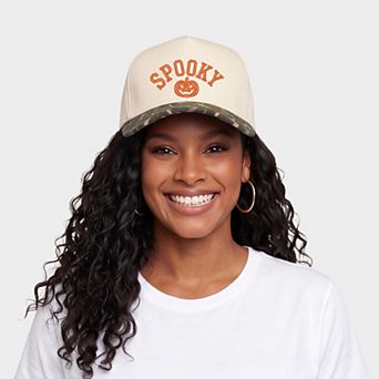 Embroidered Spooky Pumpkin - Women's Canvas Trucker Hat