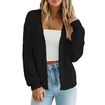 Open‑Front Cable Knit Long Sleeve Casual Women’s Cardigan Lightweight Sweater for Daily Layering