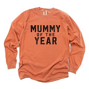 Mummy of the Year - Women's Garment Dyed Long Sleeve Graphic T-Shirt