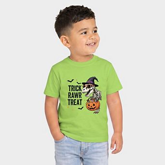 Trick Rawr Treat Dino - Toddler Short Sleeve Graphic T-Shirt
