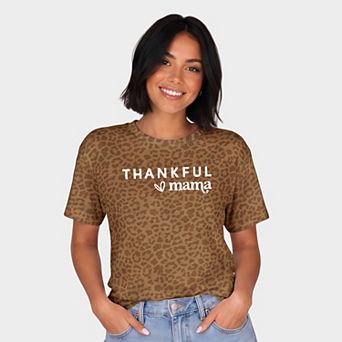 Thankful Mama Bold Heart - Women's Leopard Print Tee