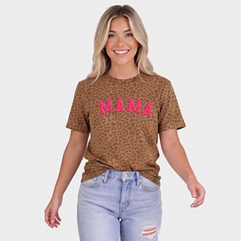 Mama Bold Puff Print - Women's Leopard Print Tee