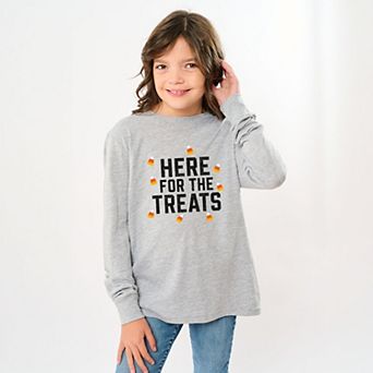Here For The Treats - Youth Long Sleeve Graphic T-Shirt