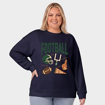 Football Green Icons - Women's Plus Sized Graphic Sweatshirt