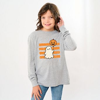 Ghost Balloon Stripes - Youth Long Sleeve Graphic T-Shirt