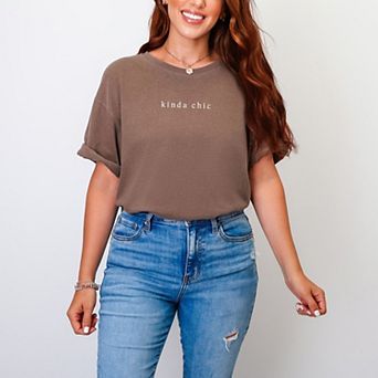 Kinda Chic Typewriter - Women's Garment Dyed Graphic T-Shirt