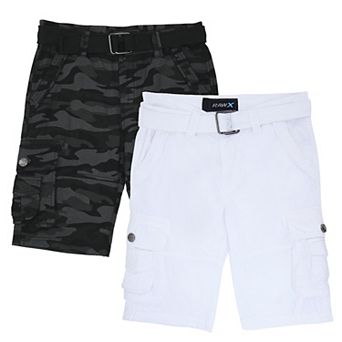 Boy's 2 pc Combo Belted Twill Cargo Shorts, Size 4-7