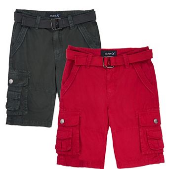 Boy's 2 pc Combo Belted Twill Cargo Shorts, Size 4-7