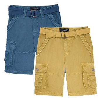 Boy's 2 pc Combo Belted Twill Cargo Shorts, Size 4-7
