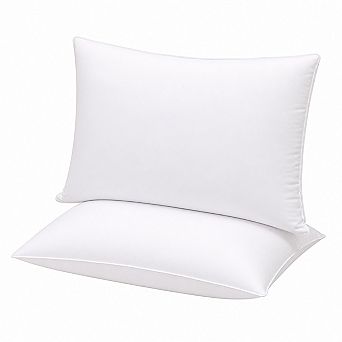 2 Extra Soft Down Alternative Flat Pillows Set Hypoallergenic Breathable Machine Washable 26 x 20