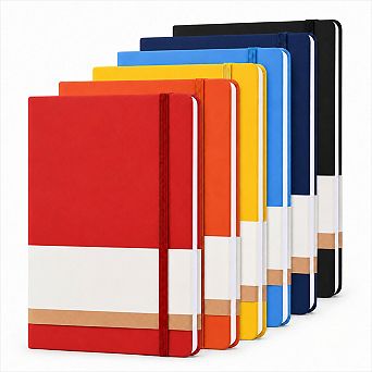 A5 Lined Hardcover Journal Notebook Layflat PU Leather with Bookmark and Closure Band