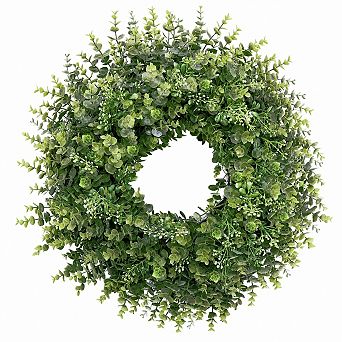 26 Inch Artificial Boxwood Wreath Indoor Outdoor Farmhouse Home Decor