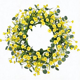 22" Daisy Eucalyptus Wreath Spring Summer Front Door Farmhouse Wedding Decor