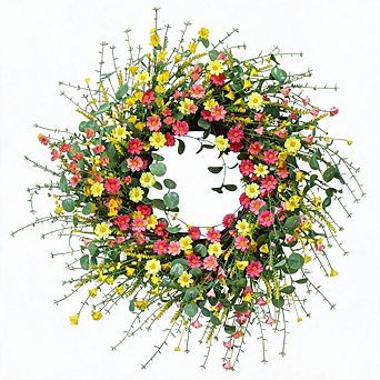 22" Daisy Wildflower Wreath Spring Summer Front Door Farmhouse Wedding Decor