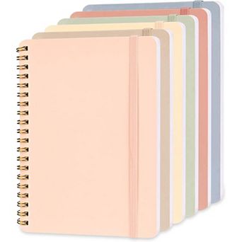 6 pc Small Spiral Notebook 5x7, Spiral Bound Journals for Work School Note Taking Business