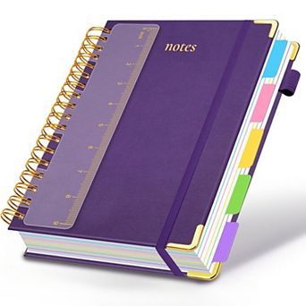 Hardcover Spiral Notebook,Journal Notebook with Tabs and Removable Dividers 300 Pages,for Work