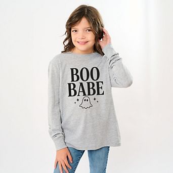 Boo Babe Ghost - Youth Long Sleeve Graphic T-Shirt