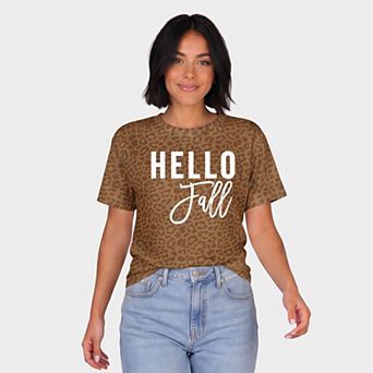 Hello Fall - Women's Leopard Print Tee