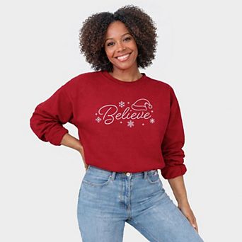 Embroidered Believe Snowflake - Women's Graphic Sweatshirt