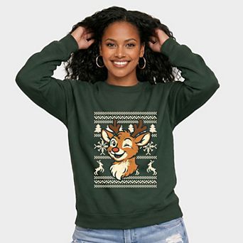 Ugly Sweater Reindeer - Women's Graphic Sweatshirt