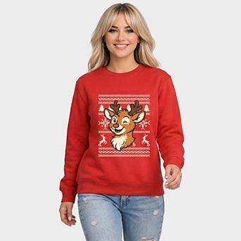 Ugly Sweater Reindeer - Women's Graphic Sweatshirt