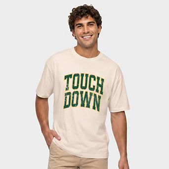 Touchdown Stacked Green - Men's Garment Dyed Graphic T-Shirt