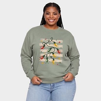 Christmas Lights Stripes - Women's Plus Sized Graphic Sweatshirt