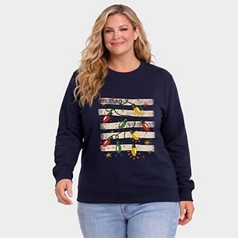 Christmas Lights Stripes - Women's Plus Sized Graphic Sweatshirt