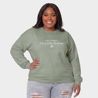 Embroidered Merry Little Christmas - Women's Plus Sweatshirt