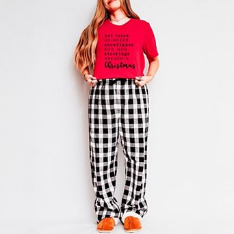 Christmas Words - Women's Plaid Pants and Tee Set