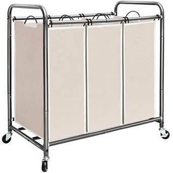 Laundry Sorter Rolling Hamper Removable Bags Divider Basket For Clothes