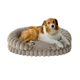 Oval Washable Calming Dog Bed Anti Anxiety Washable Non Slip Supportive Plush Pet Bed