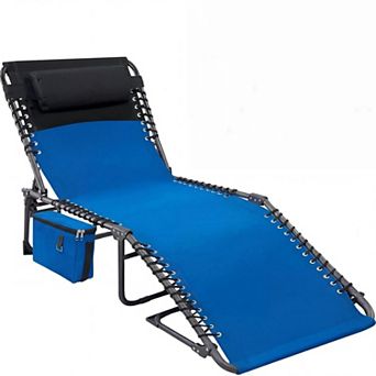 All-Weather Portable Outdoor Chaise Lounge, 5-Position Reclining Folding Chair