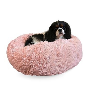 Plush Donut Pet Bed Calming Supportive Washable Portable Comfort For Dogs Cats