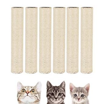 6 Pack Sisal Cat Tree Replacement Scratch Poles Durable Refill Parts For Indoor Cats