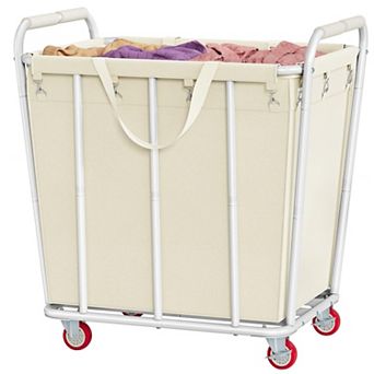 Heavy Duty Rolling Laundry Cart Removable Oxford Liner For Home Hotel
