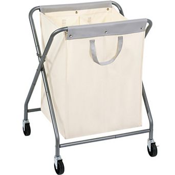 160L Collapsible Rolling Laundry Hamper 3 Section Heavy Duty Clothes Organizer with Wheels